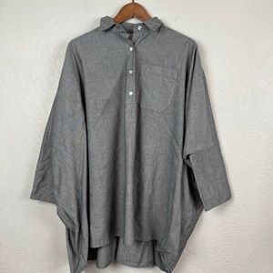 La vie style house chambray grey boyfriend shirt - OS